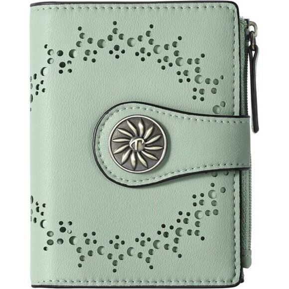 RFID Leather Wallet for Women Small Bifold Card Holder with Zipper Pocket - Picture 1 of 7